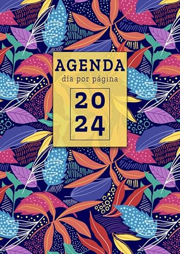 Agenda 2024 día por página con horas Agenda profesional grande 1 hoja por dia - Diario planificador 12 meses de enero a diciembre año 2024 (Spanish