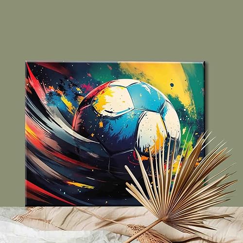 Miniatura 2 de Pintura por números para adultos, fútbol rústico, pintura acrílica de acuarela por números para niños principiantes, pintura abstracta colorida para
