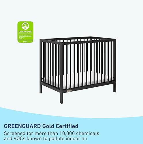 Miniatura 3 de Graco Teddi - Mini cuna convertible 4 en 1 con colchón resistente al agua (negro) - Certificado GREENGUARD Gold, colchón de 2.75 pulgadas incluido,