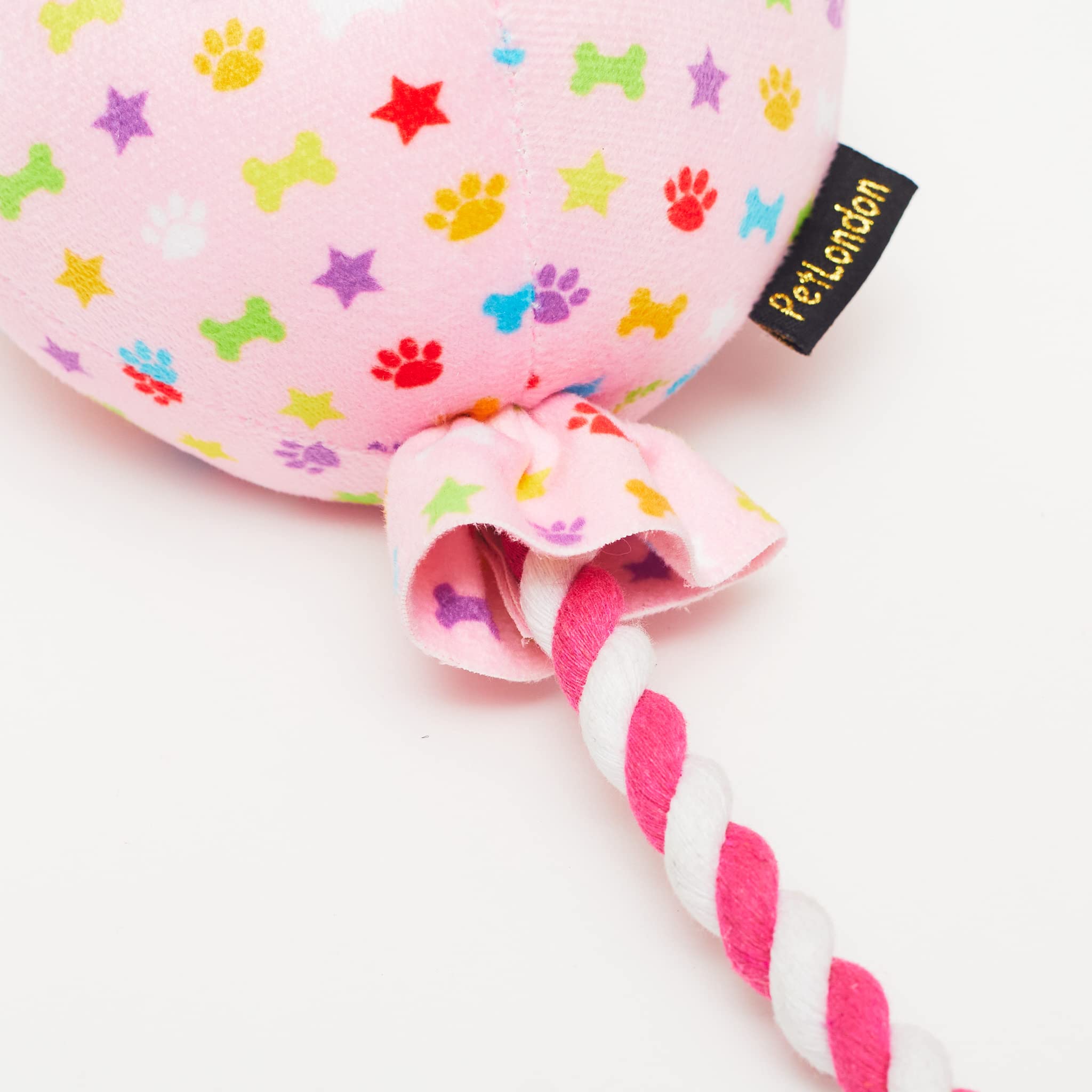 Pet London Geburtstags-Hundespielzeug mit Luftballon, Rosa – Feiern Sie den Hund Happy Birthday – Plüsch, buntes Regenbogen-Konfetti-Muster, Hunde-Party-Geschenk