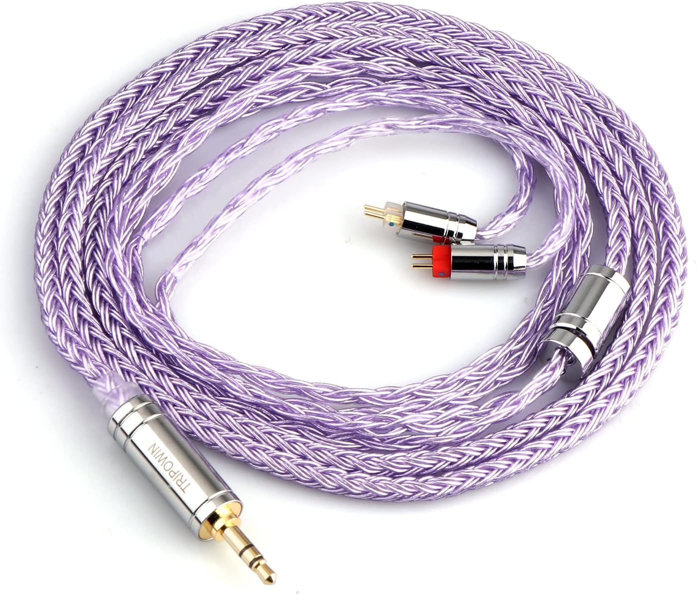 Tripowin Zonie IEM Cable, 16 Core Silver Plated Earphone Upgraded Cords, 1.25m SPC in Ear Monitor Cable for 7hz Zero:2 Orchestra Lite Cadenza Hype4 Supermix4(2pin 0.78mm, 3.5mm)(Lavender)