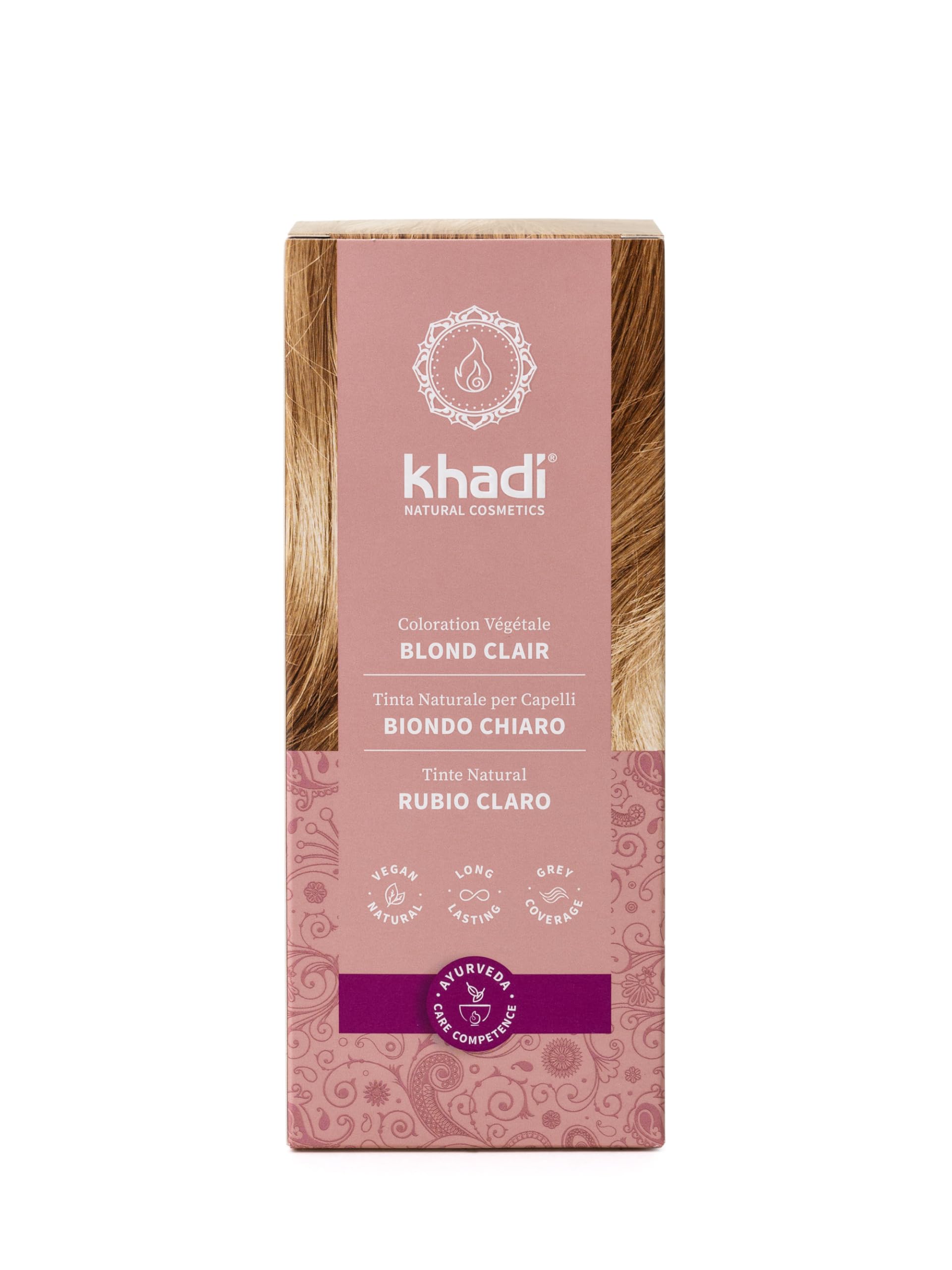 khadi RUBIO CLARO Tinte vegetal para el cabello - Tinte para un rubio trigo radiante hasta un rubio miel cálido y dorado - 100% vegetal y natural - 100 g