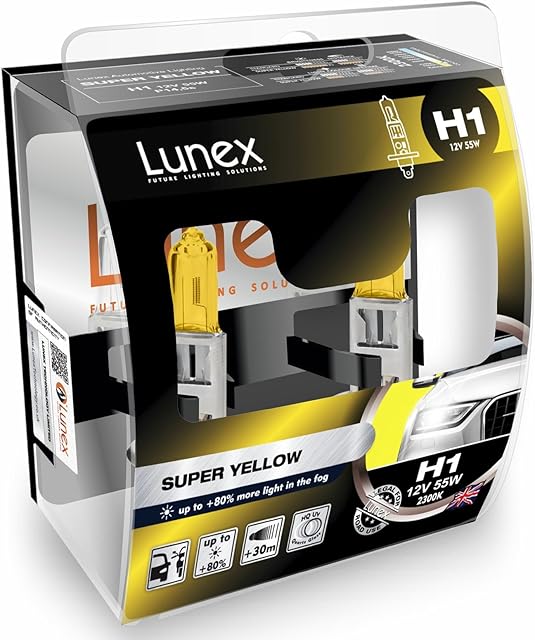 LUNEX H1 SUPER YELLOW Headlight Halogen Fog light Bulbs 448 12V 55W P14,5s 2300K duobox (2 units)