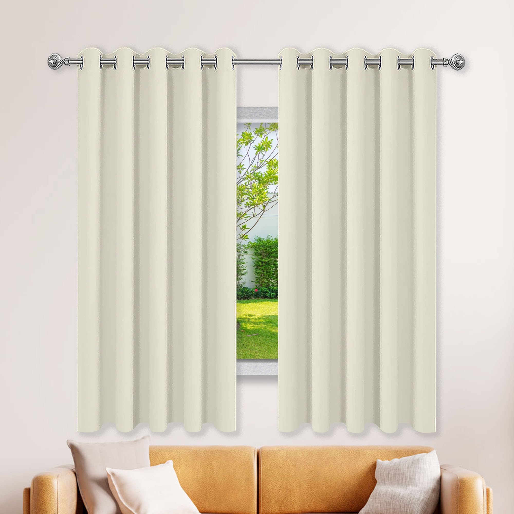 Rideaux occultants thermiques beige 100x100 cm pour salon