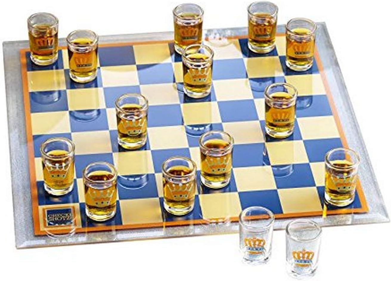 Game Night Checkers Shot Glass Drinking Game Set, Clear -