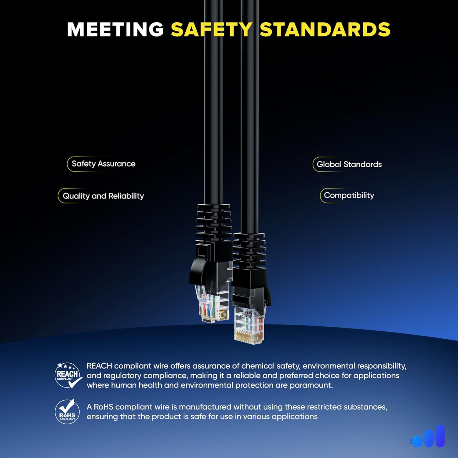Maximm Cat 6 Ethernet Cable 20 ft (20-Pack) - High-Speed LAN Cable, Internet Cable, Patch Cable, and Network Cable - UTP, 10Gbps, 550MHz Ethernet Cord - Black
