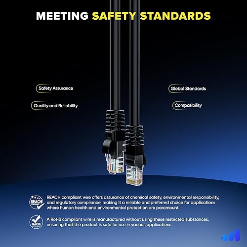 Miniatura 5 de Maximm Cat 6 Ethernet Cable 100 ft - High-Speed LAN Cable, Internet Cable, Patch Cable, and Network Cable - UTP, 10Gbps, 550MHz Ethernet Cord - Black