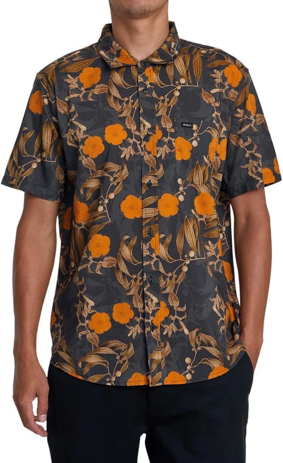 RVCA Men's Botanical Short Sleeve Woven Button Up Shirt