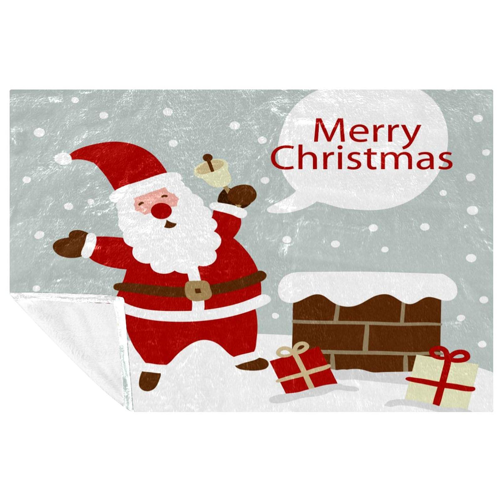 Couverture chaude Père Noël 150x100 pour lit et plaid canapé camping pique-nique