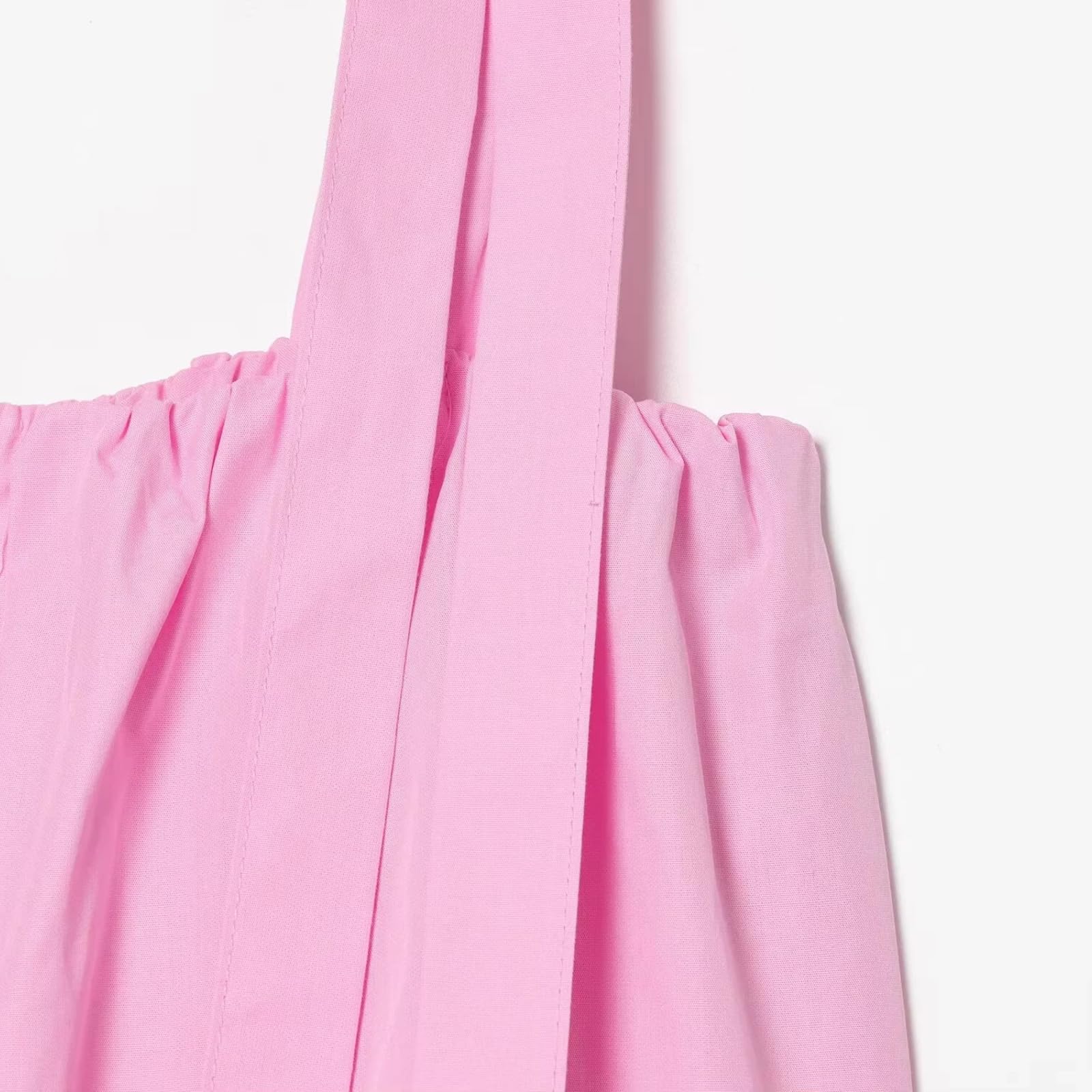 Vestido Midi Mujer A-Linea Escalonado con Tirantes y Lazos