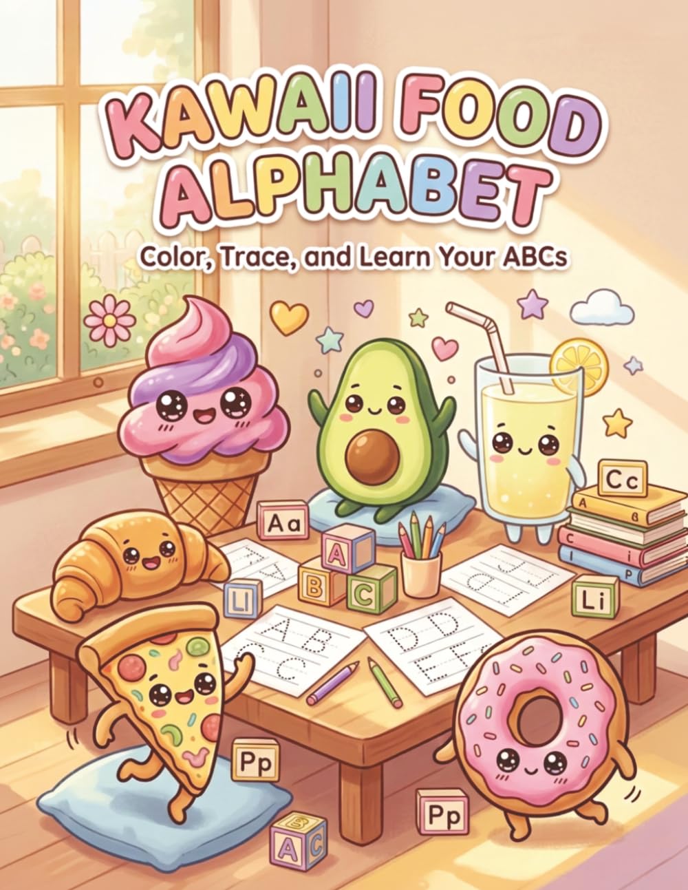 Kawaii Food Alphabet Coloring Book: Color, Trace, and Learn Your ABCs
