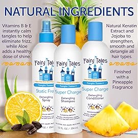 Fairy Tales Tangle Tamer Detangling Shampoo and Conditioner for Kids plus Detangling Spray - Ultra Moisturizing and Anti Frizz Protection - Paraben Free, Sulfate Free - 12 Oz (3 pack)