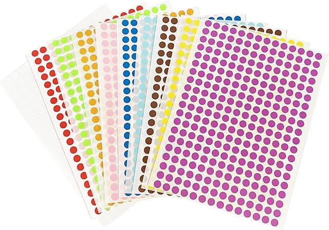 8mm Diameter Round Dot Stickers, 10 Pack Colorful Circle Dot Labels, Sticky Marking Colored Dots, Self Adhesive