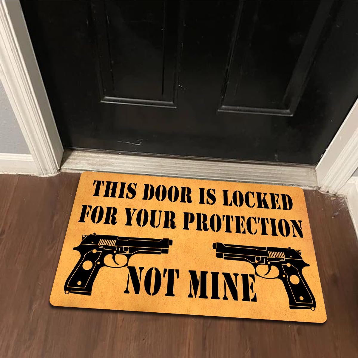 Funny Welcome Doormat Home Decor Rugs Welcome Mat with Rubber Back (18 x 30)inch This Door Is Locked For Your Protection Doormat For Entrance Way Indoor Front Porch Mats Front Door No Slip Mats