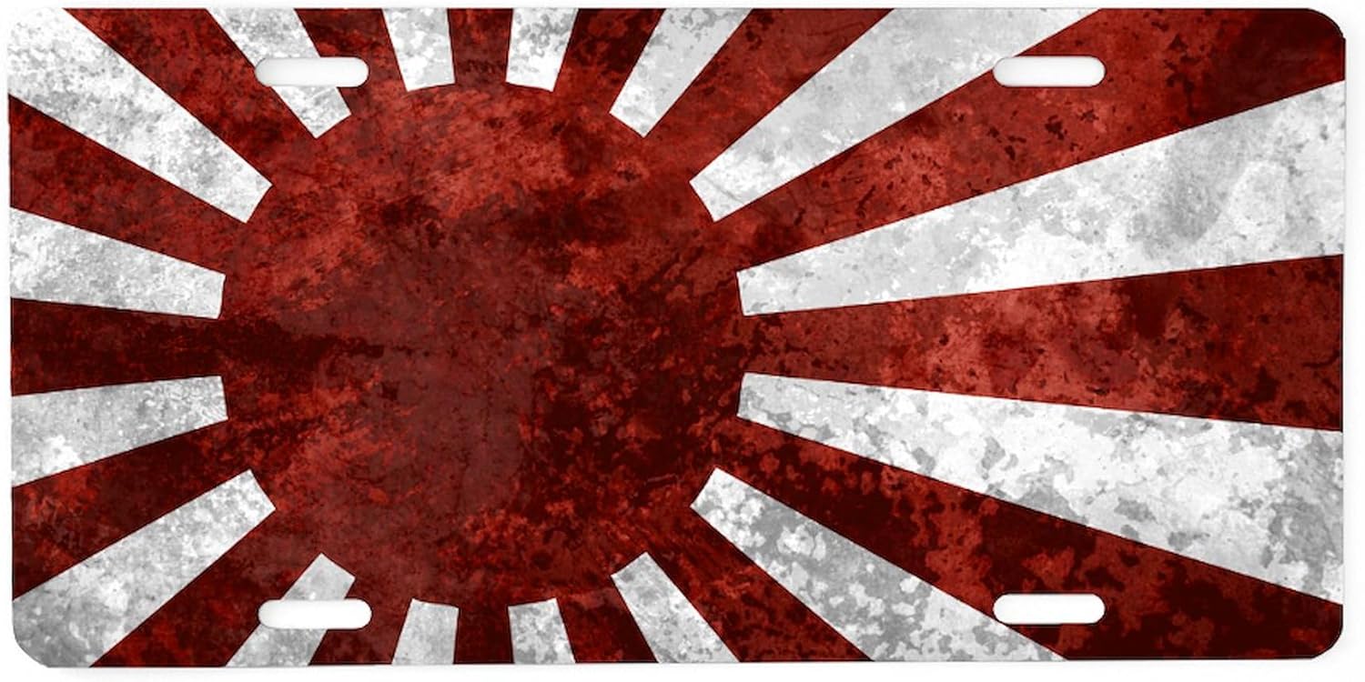 CafePress Japanese Rising Sun Flag Aluminum License Plate, Front License Plate, Vanity Tag