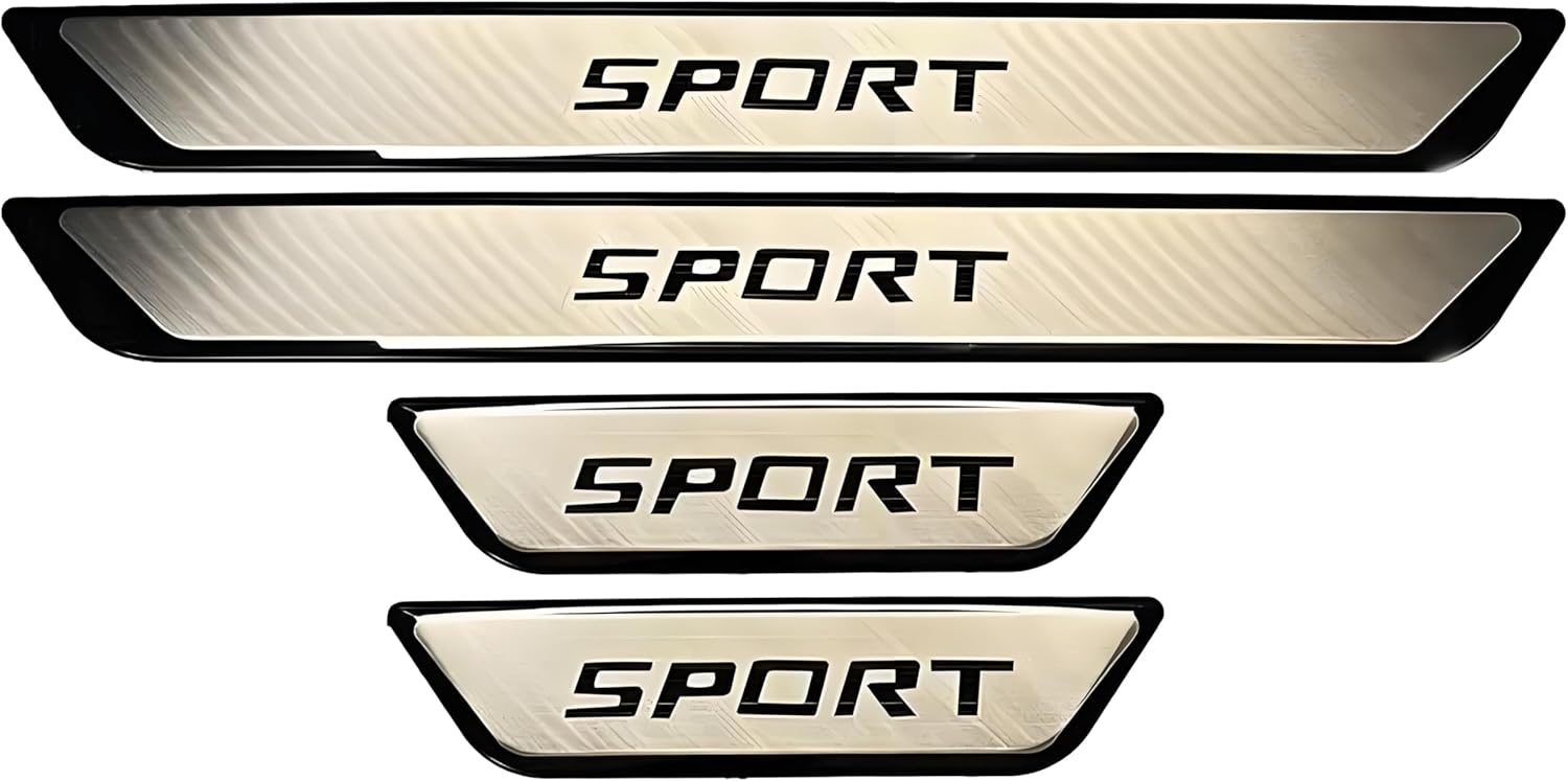 Stainless Steel Door Sill Protectors Suitable for Honda Pilot 2022 2023 2024, 4Pcs Scuff Plate Guards with Sport Lettering, Anti-Scratch Car Door Entry Protection, Black