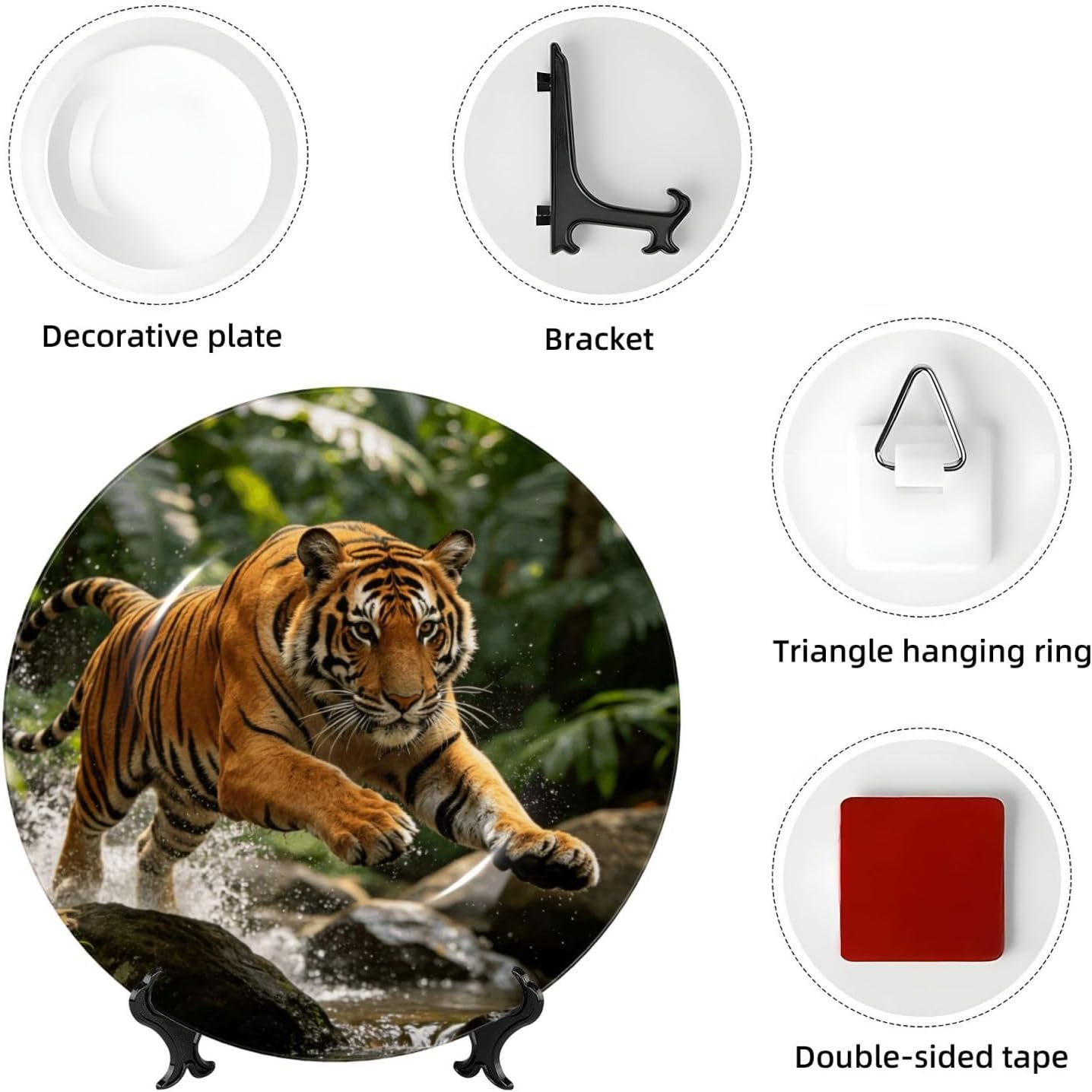 Bone China Decorative Plate with Display Stand Display Plate for Wall Decor