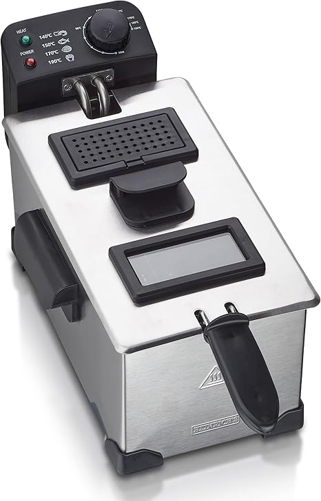 DOMO Fritteuse DO1014FR - 4.5 Liter, 3200W, Mit Sichtfenster & Geruchsfilter, Schwarz