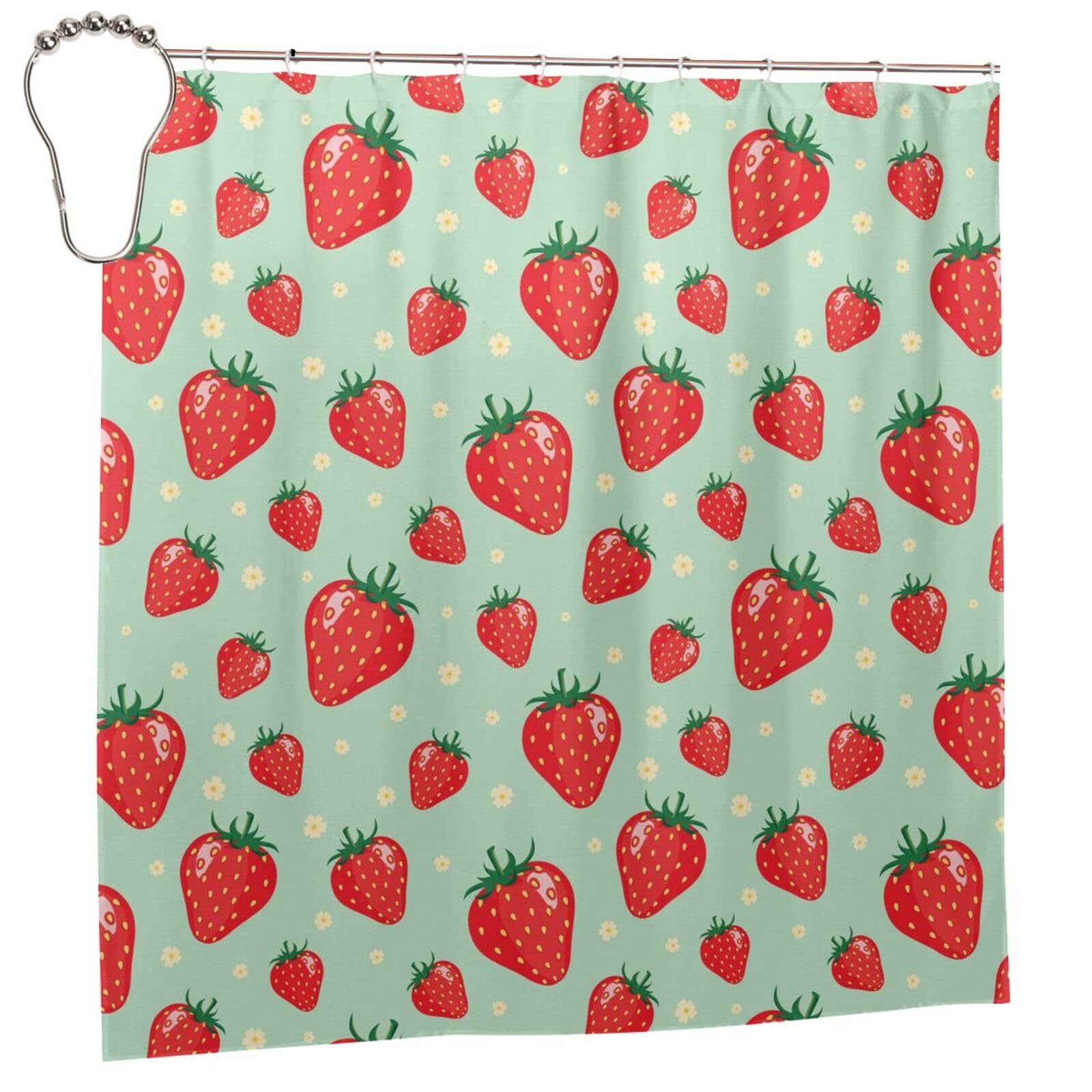 Rideau de douche imperméable anti-moississure motif fraise