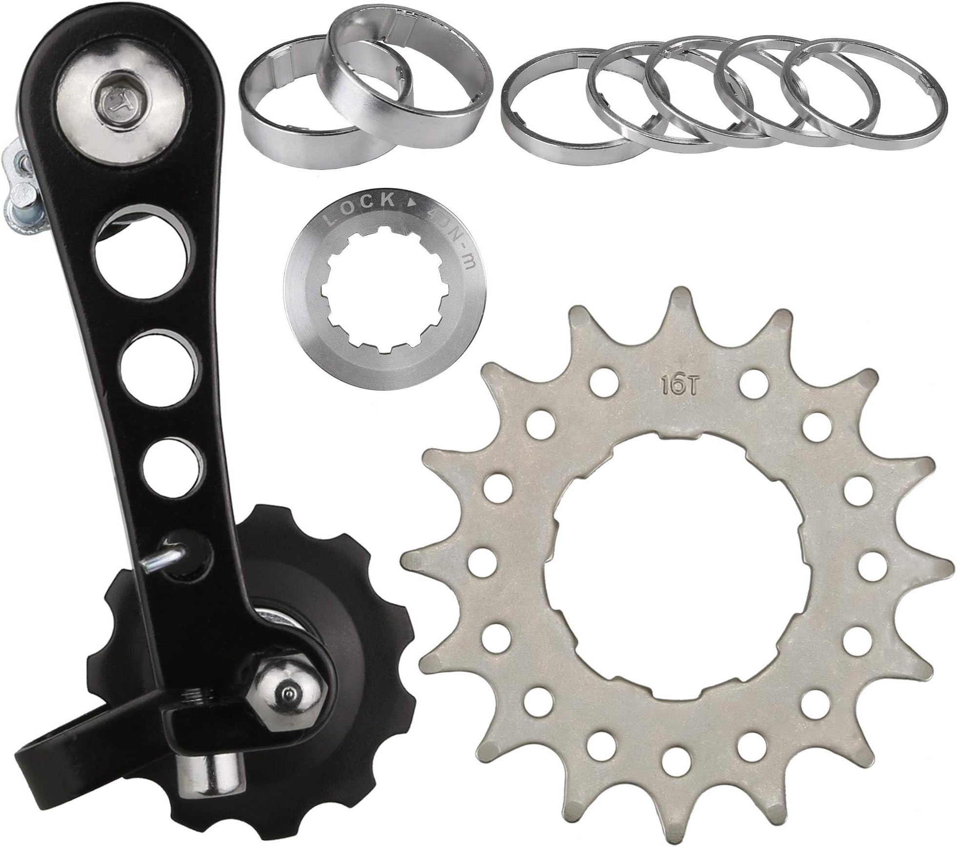 Cyclingdeal Conversion Kit Fixie Bike Single Speed Aluminum Chain Tensioner with Adaptor for Road Bike and MTB