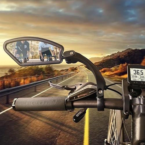 Miniatura 4 de Nuevo soporte para manillar de bicicleta, espejo retrovisor giratorio ajustable con lente de vidrio transparente HD, espejos de bicicleta para