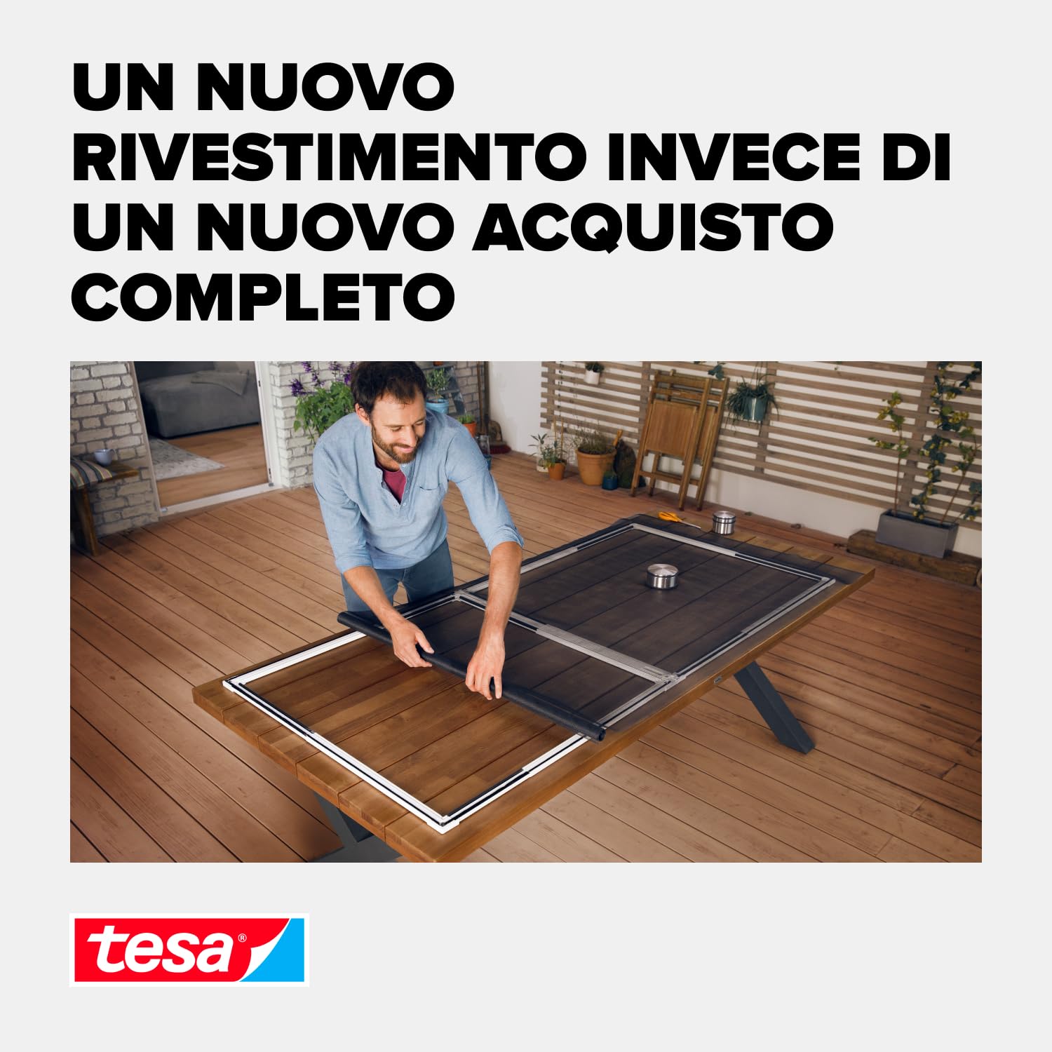 tesa Insect Stop Rotolo di Ricarica per Zanzariera in Alluminio - Rete per zanzariere regolabile - Resistente ai raggi UV - Grigio - 120 cm x 250 cm