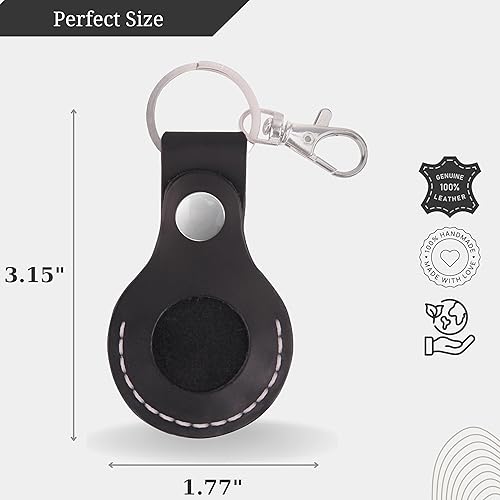 Miniatura 8 de Llavero de cuero para Airtag portátil hecho a mano de cuero auténtico soporte para Airtag bronceado