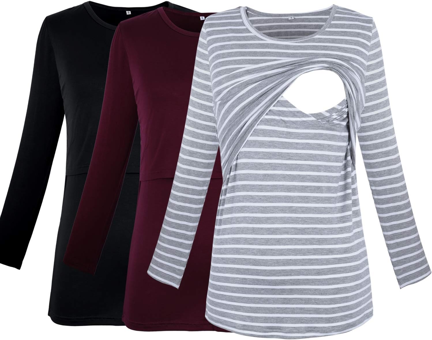 PrettyLife Women's Maternity Nursing Tops Long Sleeve Comfy Double