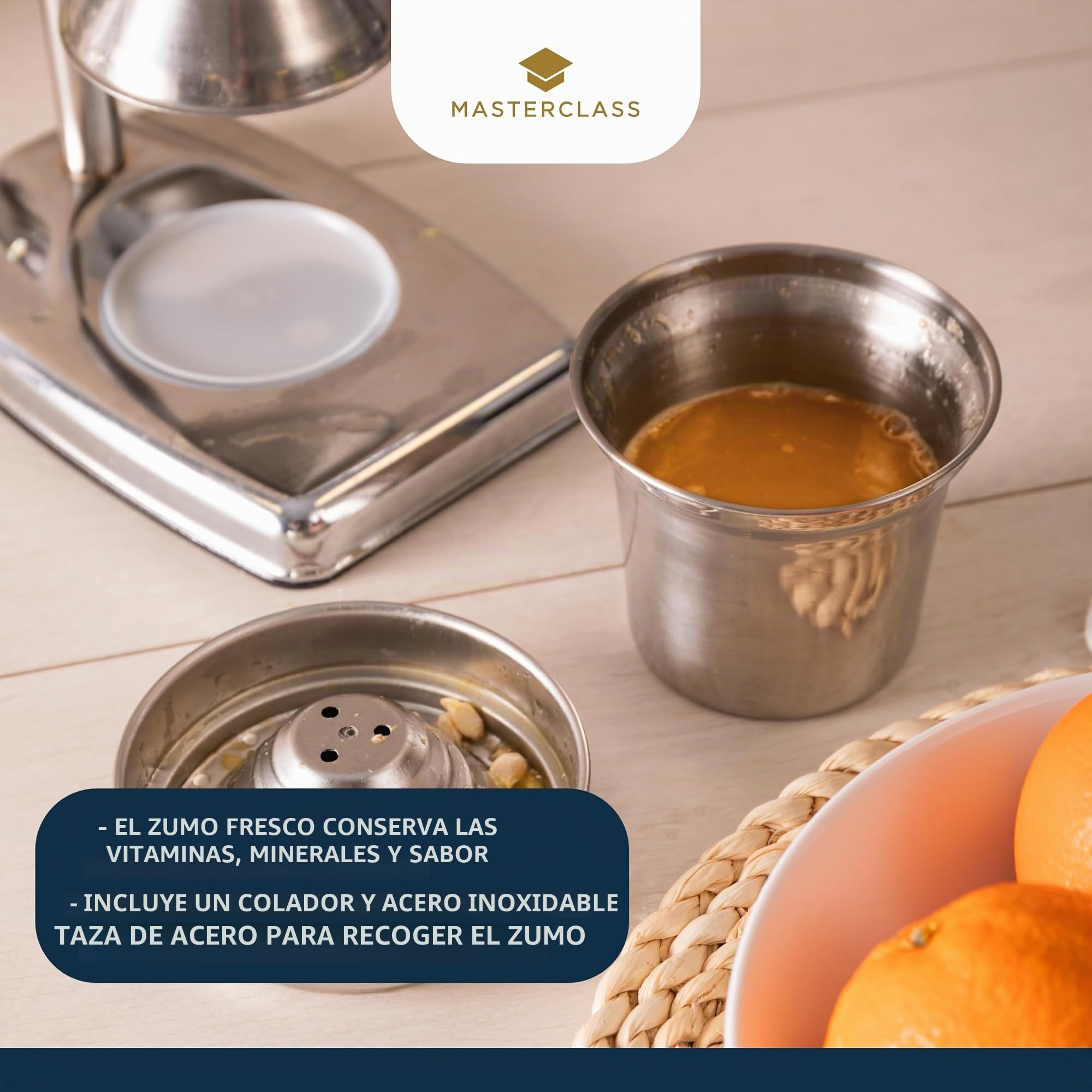 MasterClass Exprimidor manual de naranjas de palanca cromada, 39 cm (15,5")
