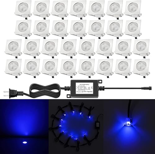 Miniatura 6 de Iluminación de cubierta de bajo voltaje, kit de 20 luces LED de cubierta de 1-35 pulgadas, de acero inoxidable, empotrable, madera, decoración de