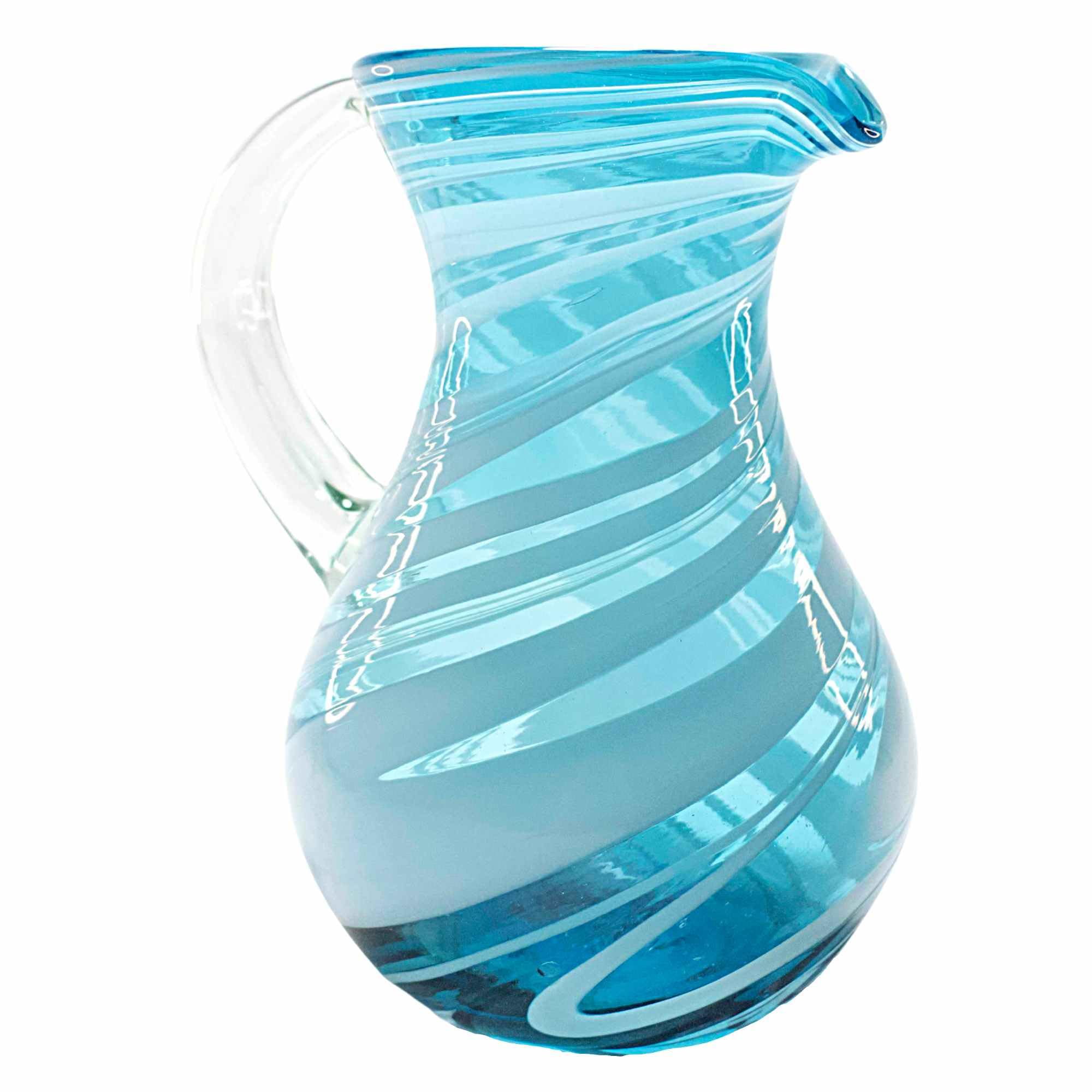 MAREY Mexican Glass Pitcher for Water | Blown Glass | Artisan Handcrafted from Mexico (Poseidon, 77 Fl. Oz.)