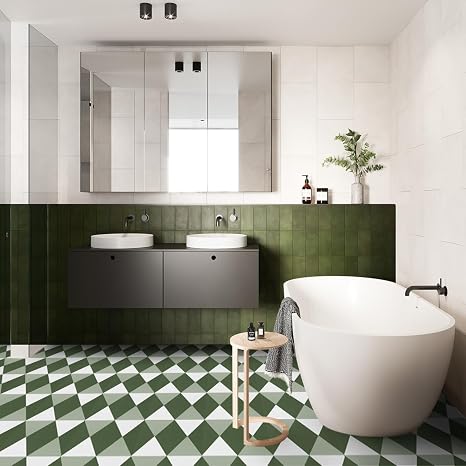 Alow Peel and Stick Floor Tile 20pcs,Green Peel and Stick Flooring Waterproof,self-Adhesive Vinyl Flooring for Kitchen,Toilet,Bedroom,RV(11.8inX11.8in)
