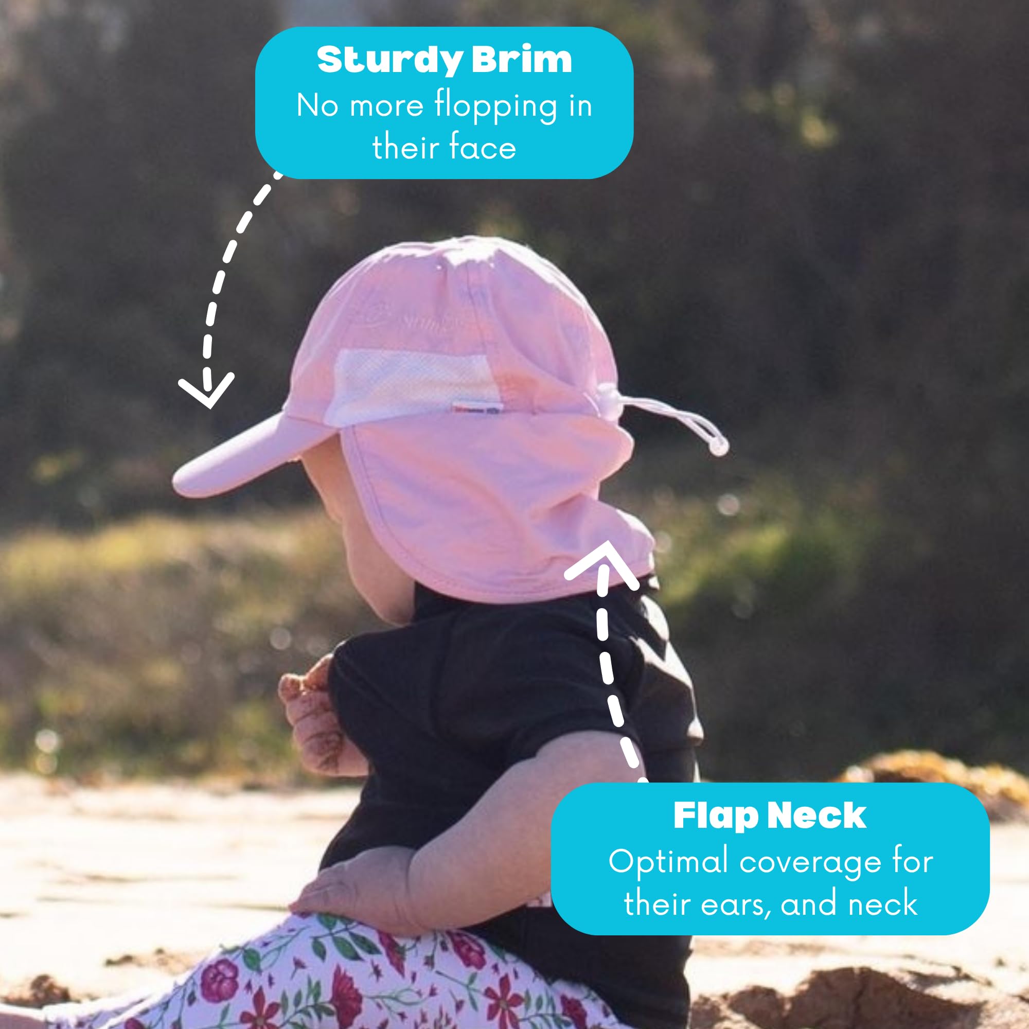 SwimZip Sombrero de sol con solapa para el cuello, protección UPF 50+ para bebés, niños pequeños y niños