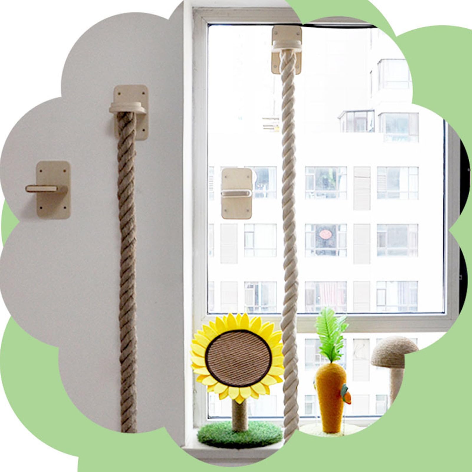 Montado en la Pared Gato Escalador y rascador, árbol de Gato de Cuerda Sisal Estable con Plataformas de Salto para Gatos y Gatitos de Interior