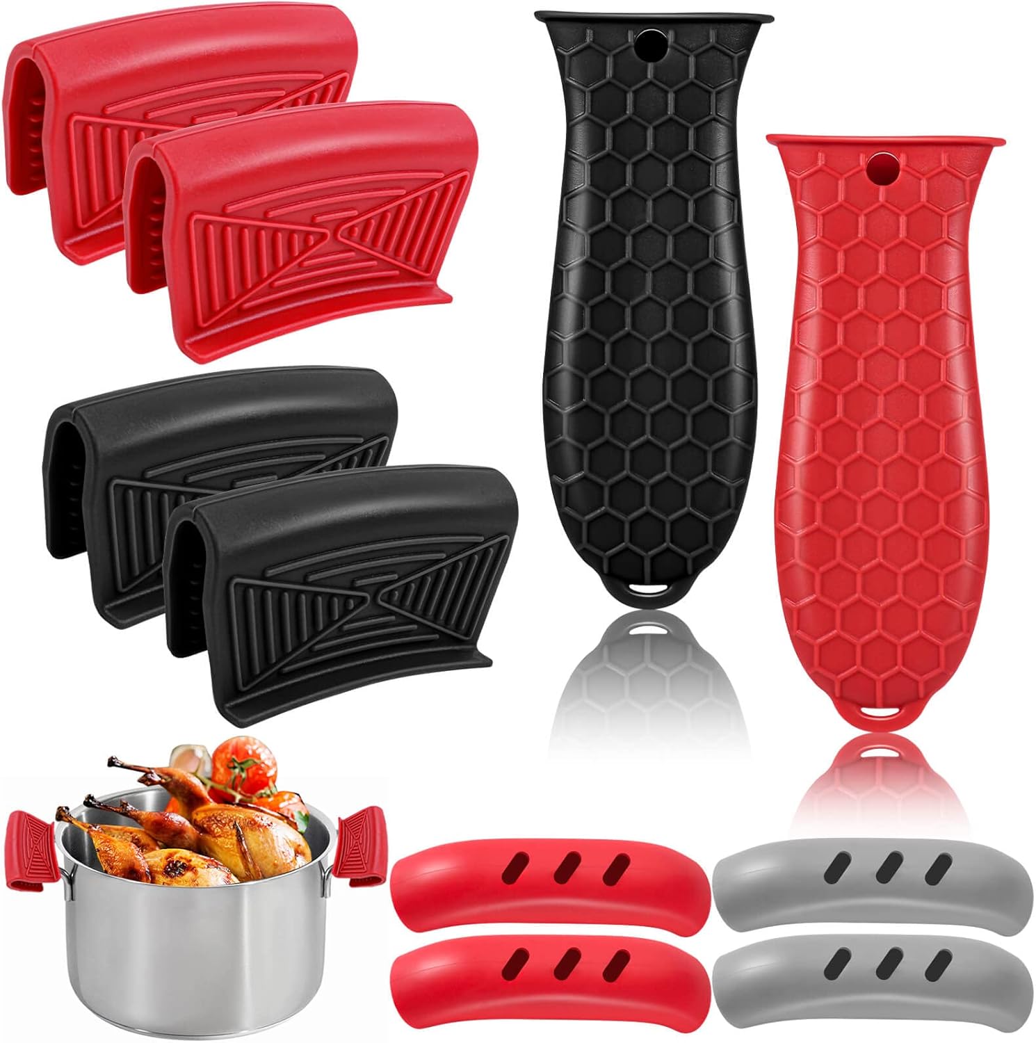 Cast Iron Handle Cover, 10 Packs Silicone Pot Holders, Cast
