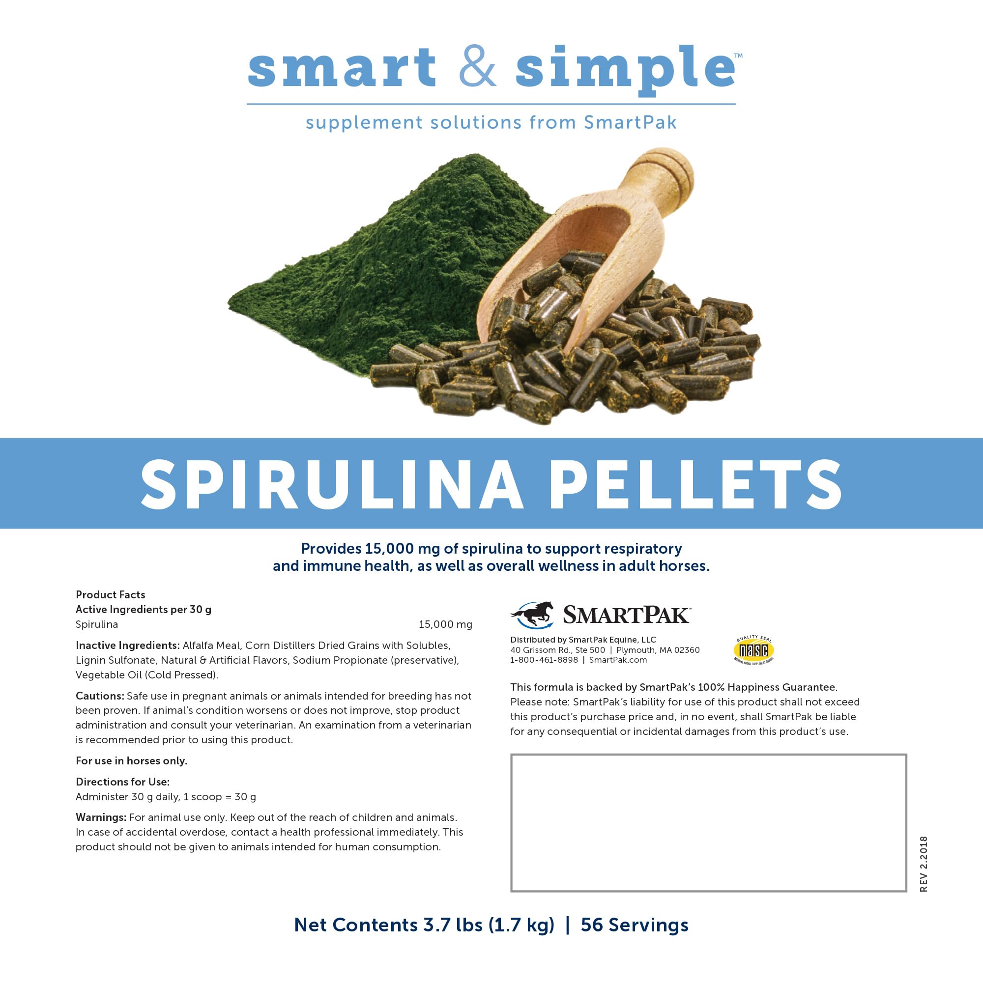 SmartEquine Smart & Simple Spirulina, 3.7 lb Bag, 56 Servings — Amazon image 2