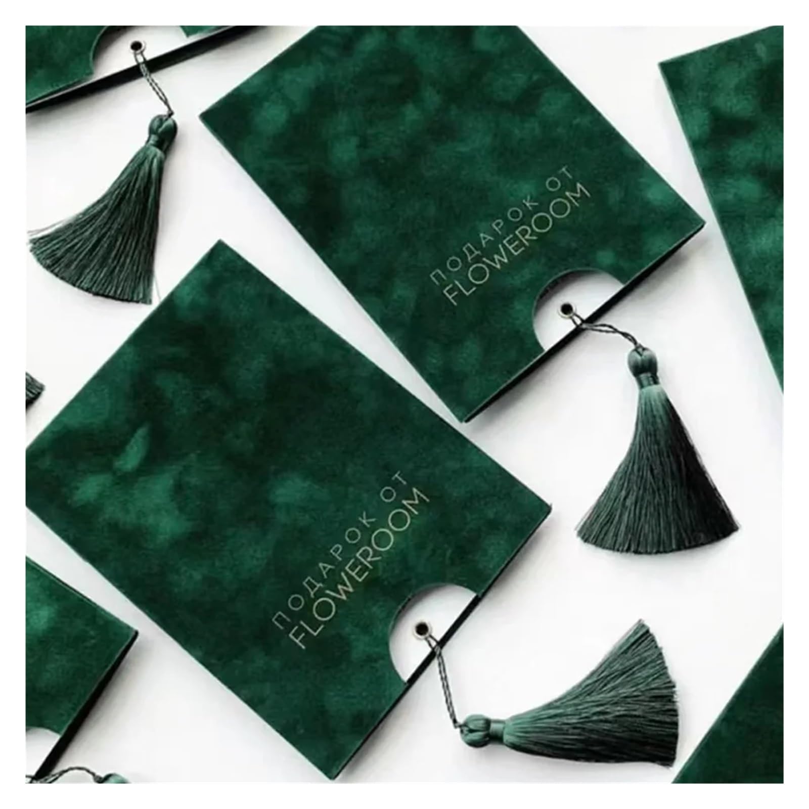 Tarjeta De InvitacióN De Boda 100 Uds. Sobres y borlas de estilo franela Tarjeta De Invitación De Boda personalizada hecha a mano Para Invitaciones De Boda(Green,50 piece)