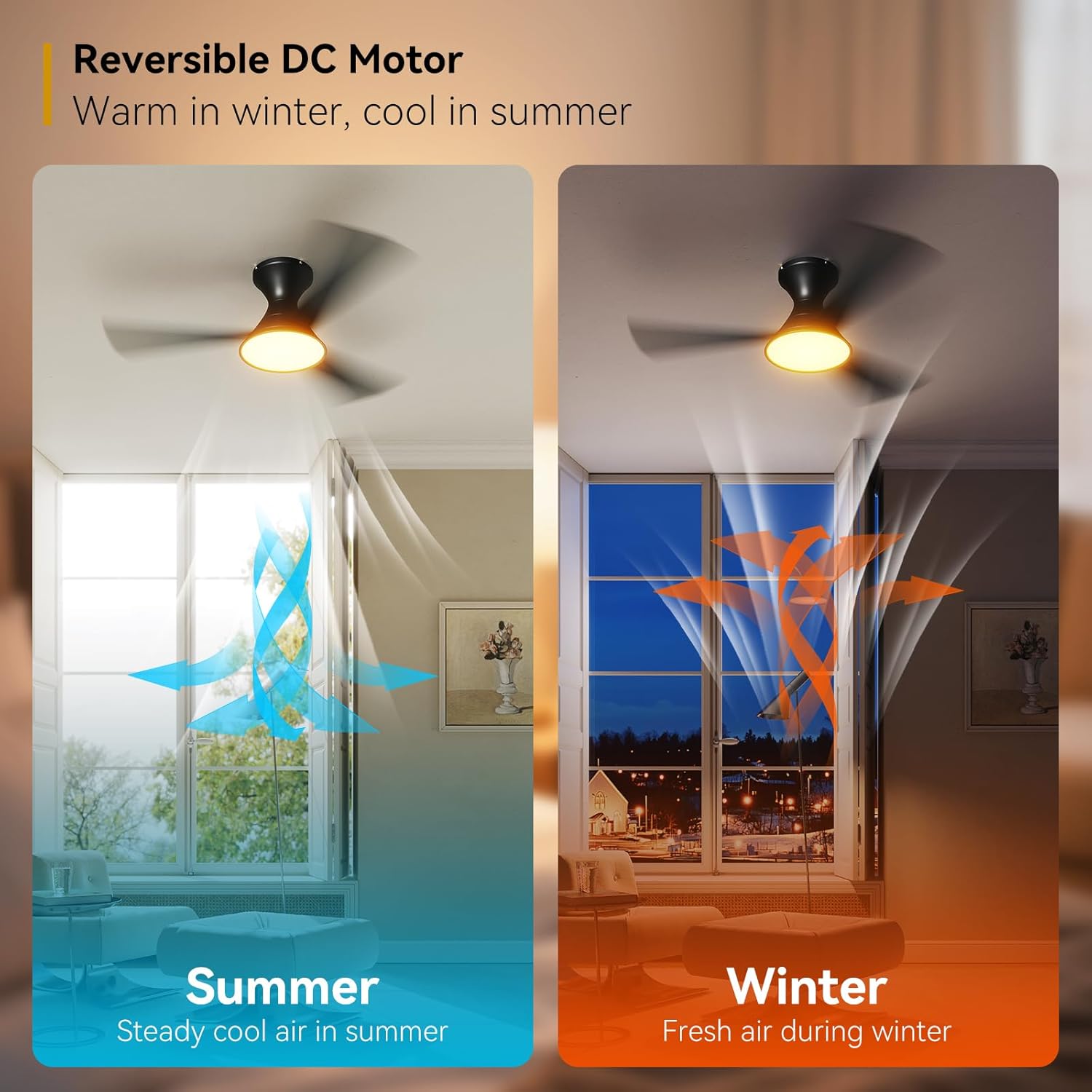 Ceiling Fans with 3CCT Dimmable LED Lights| 44 Inch Ceiling Fan with Quiet Reversible DC Motor| 6 Speed Wind Light Bulb Fan for Bedroom Living Room Kitchen Indoor Outdoor