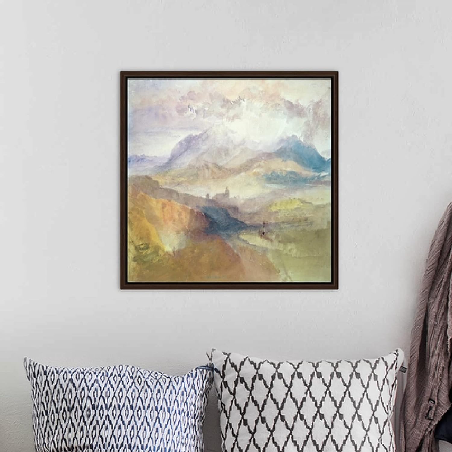 SYSMYXGS Paint by Numbers for Adults, Easy Drawing DIY Oil Canvas Painting KitsArts Craft for Home Wall Decor — View Along an Alpine Valley Possibly The Val Daosta by Joseph Mallord William Turner