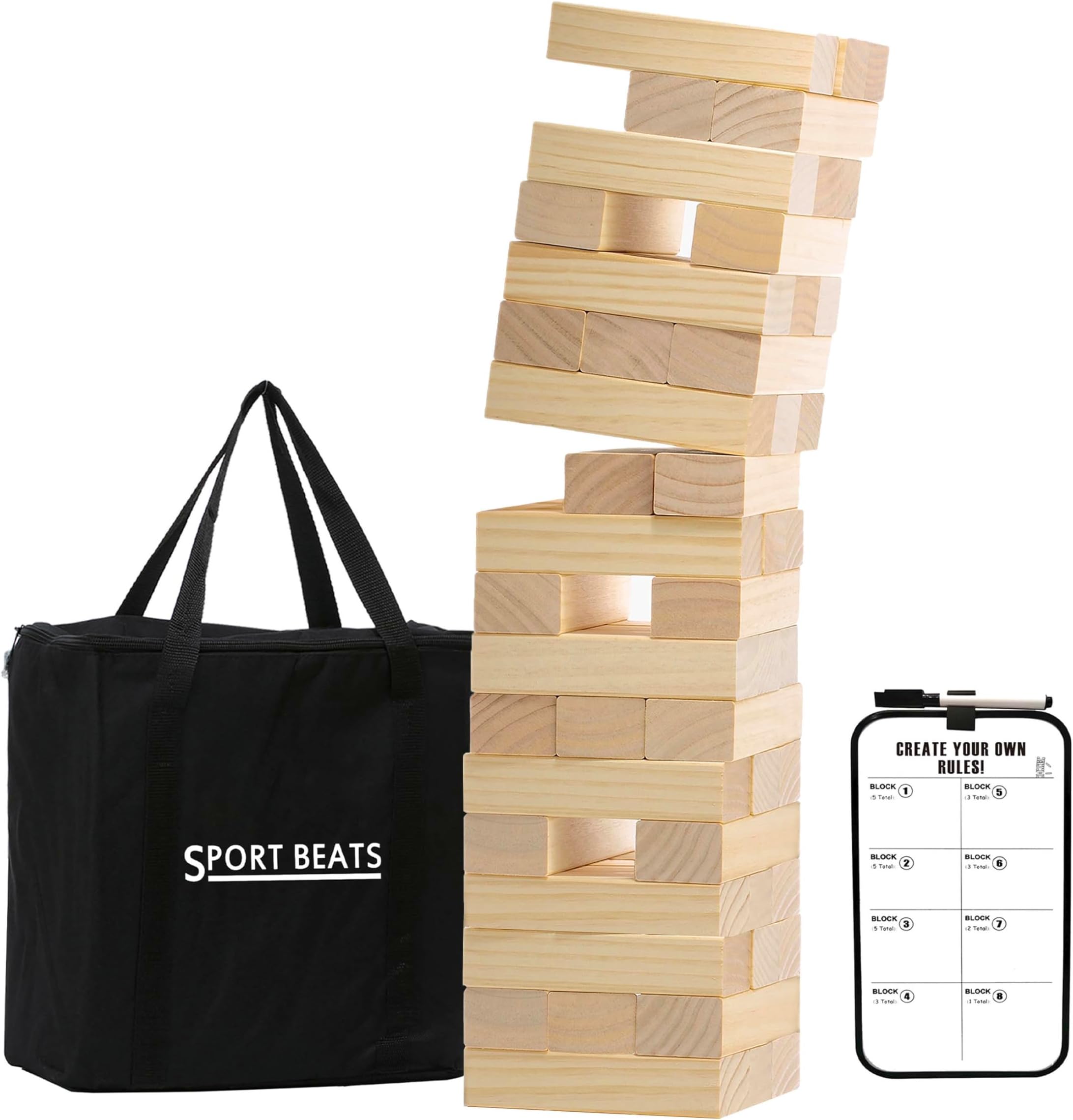 Medium Tower Game Outdoor Games 54 Blocks Stacking Game Includes Carry Bag