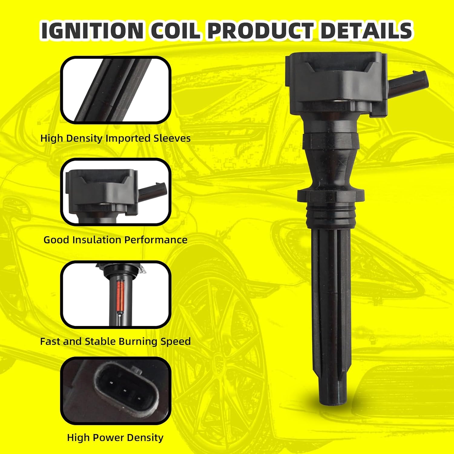 Set of 6 Ignition Coils Pack LR035548 UF730 & 6 PCS Iridium Spark Plugs Compatible with Land Rover Discovery LR4 Range Rover Sport Velar Jaguar F-Pace F-Type XE XF XJ 3.0L V6