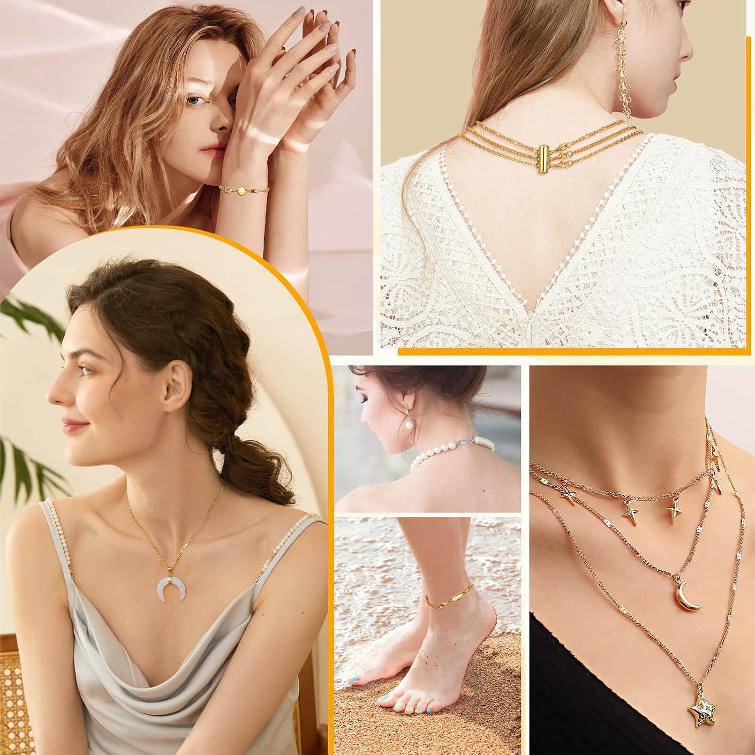 ROADPLUM 26 Pcs Magnetic Necklace Extender, 5 Style Strong Magnetic Jewelry Clasps and Necklace Layering Clasps with Chain Extenders for Women Necklaces Bracelet, Gold and Silver