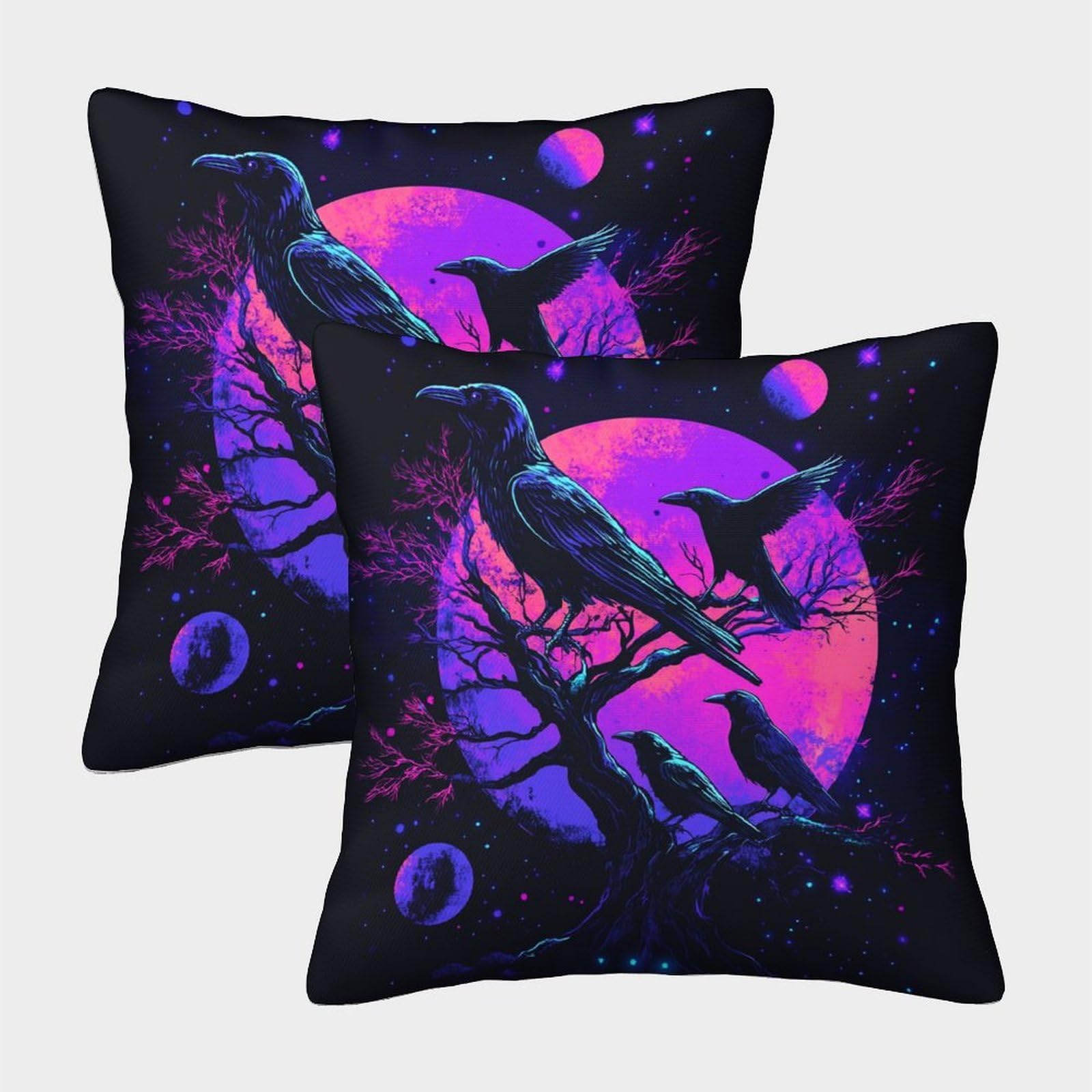 HWEICOIN 3D Printed Crows Square Pillowcases Dinosaurs Pillow Case Cushion Decorative Super Soft Pack of 2 for Patio,Couch, Tent, Balcony And Sofa 45x45cm