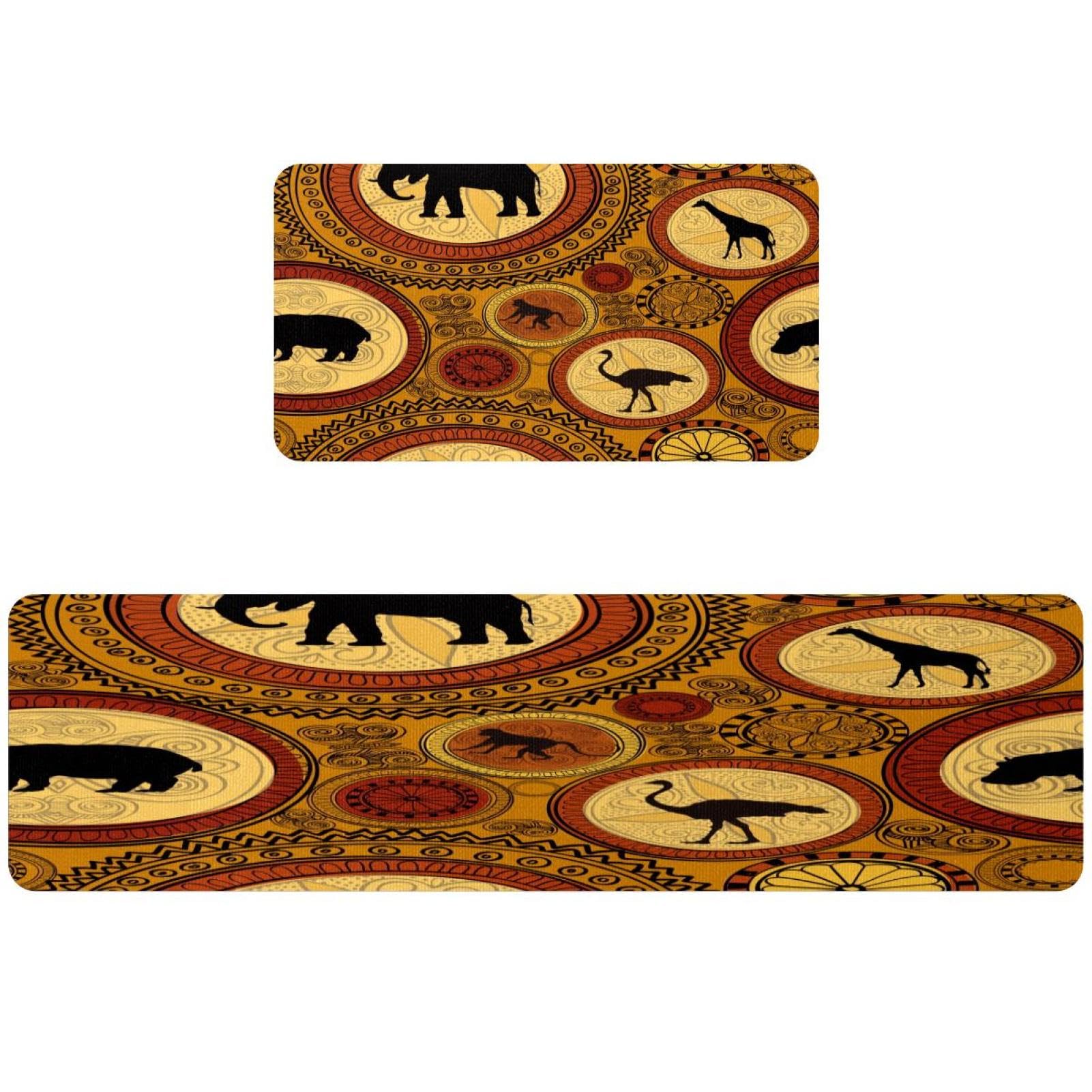 Alfombra de cocina lavable alfombra de pasillo absorbente diseño étnico africano 2 piezas