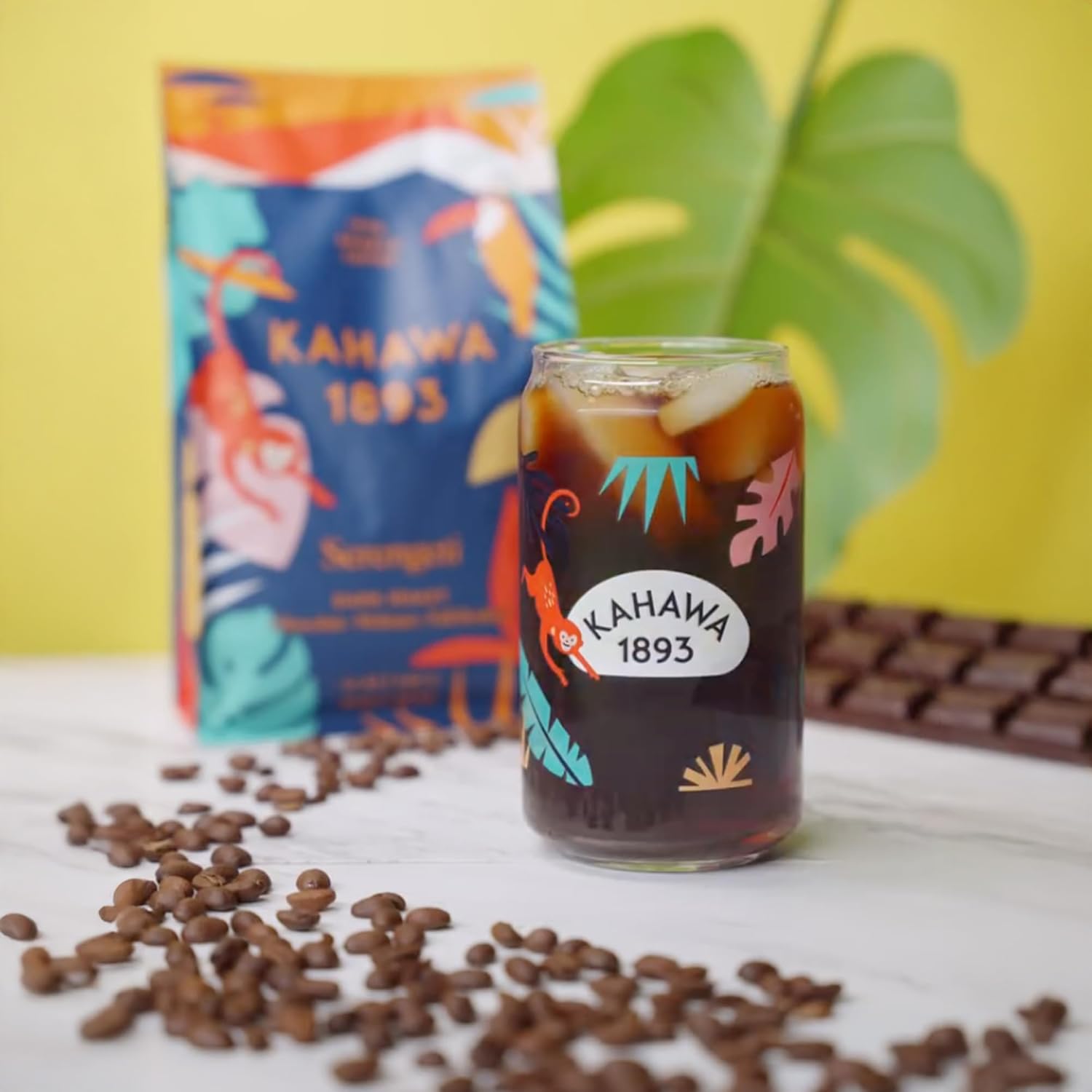 Kahawa 1893 Whole Bean Coffee Dark Roast Serengeti Blend 24 Oz - As Seen on Shark Tank, Low Acid, High Antioxidants, Naturally Sweet, Organically Grown, Ethically & Sustainably Sourced