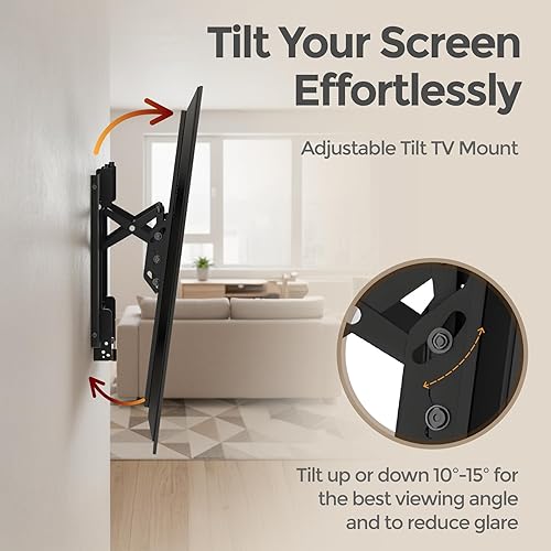 Miniatura 4 de ynVISION.DESIGN Soporte de pared inclinable para televisores grandes de 55 a 105 pulgadas  Inclinable y giratorio  Saca 7 pulgadas para un fácil