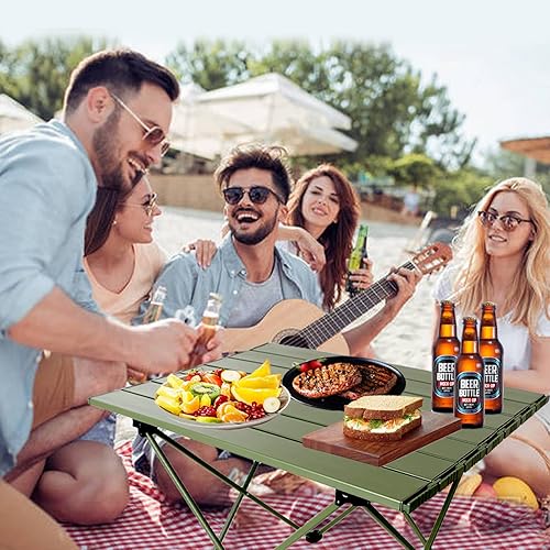 Miniatura 2 de EonLim Mesa plegable portátil para acampar al aire libre, mesa de rollos de pollo de aluminio ultra ligera, mesa de playa, mesa auxiliar plegable,