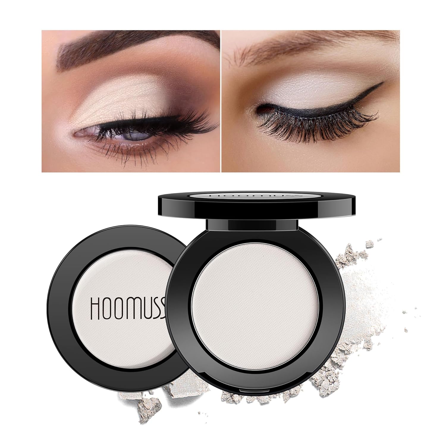 Sombra de ojos blanca individual hecha a mano Sahdow paleta de maquillaje para Halloween, alta pigmentación y larga duración, sombra de ojos blanca
