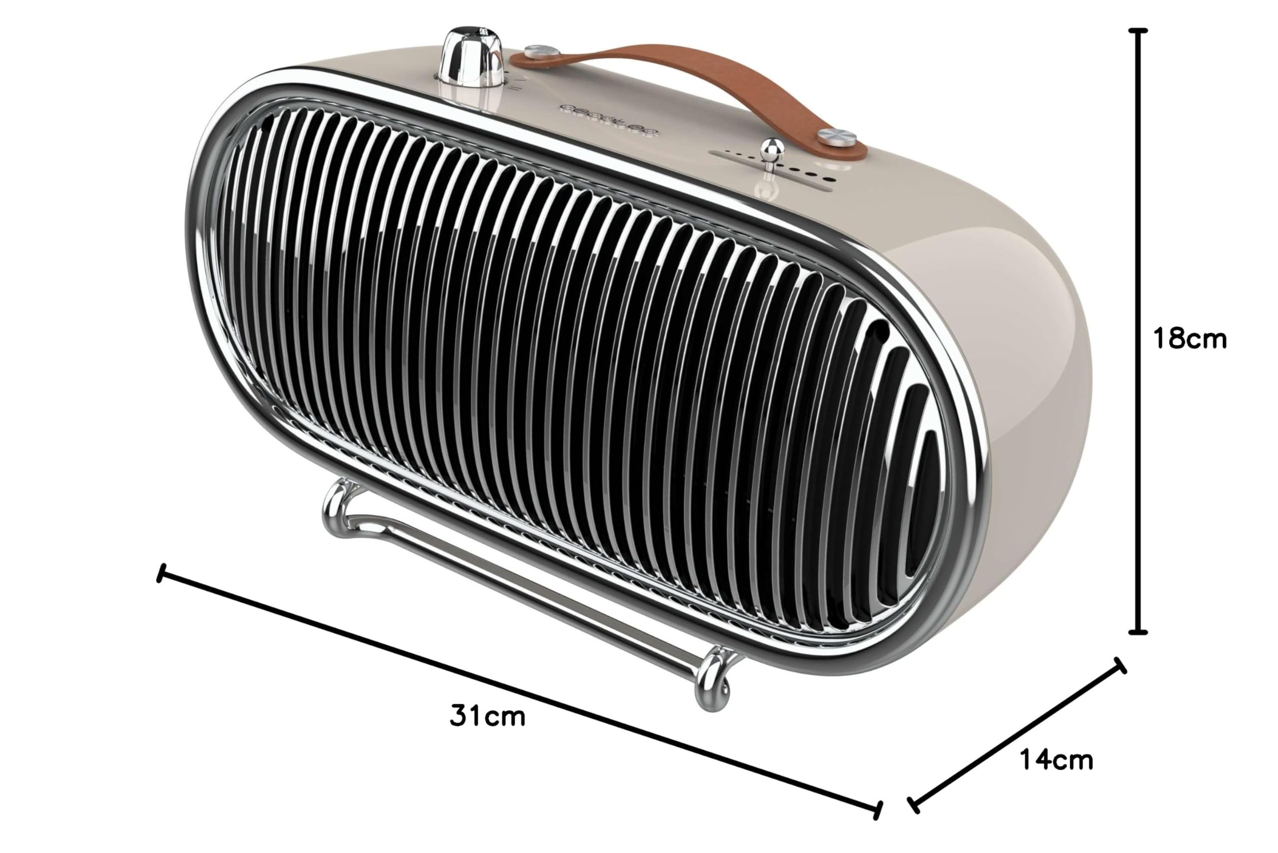 Cecotec Ceramiczny podgrzewacz biurkowy Niski pobór mocy - ReadyWarm 1500 Ceramic Retro, 1500 W, retro design, regulowany termostat i 2 tryby, potrójny system bezpieczeństwa, optymalny do 15 m²,