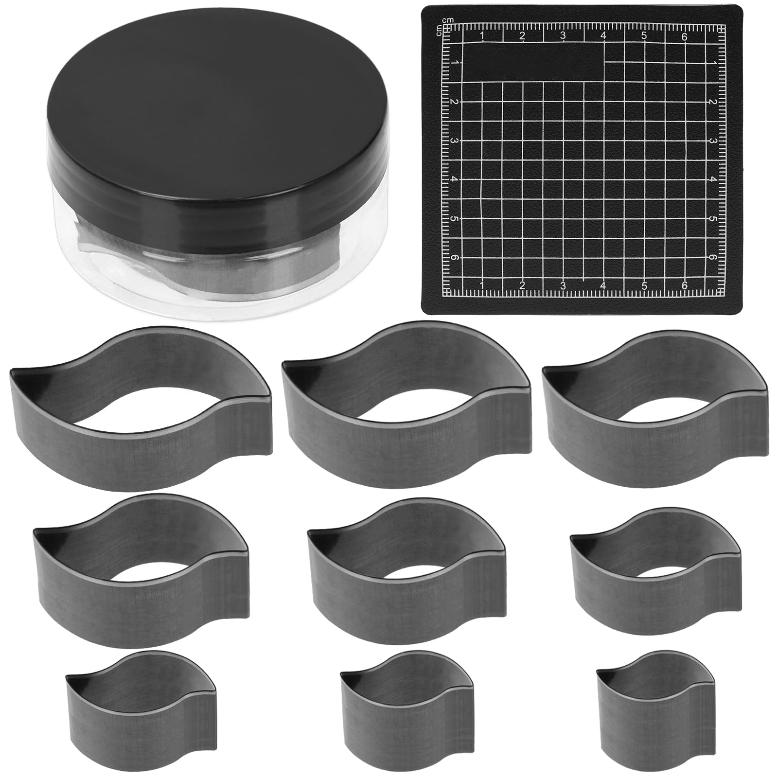Rustark 10Pcs Leaf Shape Leather Hole Cutter Tool Set with Protective Mat Heart Punch Tools Hole Punch Tool Kit Leather Cutting Dies for Handmade DIY Leathecrafts